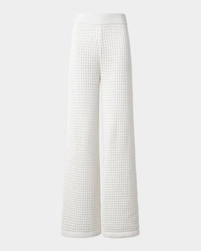 Akris Punto Chunky Cotton Crochet Knit Straight-leg Pants In Cream