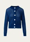 Akris Punto Chunky Cotton Mesh Knit Cardigan In Ink