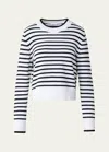 Akris Punto Chunky Cotton Striped Knit Sweater In Cream-black