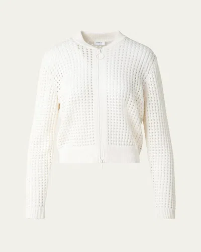 Akris Punto Chunky Mesh Knit Cardigan In Cream