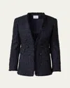 Akris Punto Double Breasted Open Front Tweed Jacket In Navy