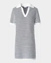 Akris Punto Chunky Tweed Knit Mini Polo Dress In Cream-black