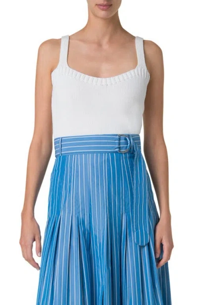 Akris Punto Chunky V-neck Sweater Tank In Cream