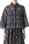 Akris Punto Circle Print Burnout Stripe Boxy Shirt