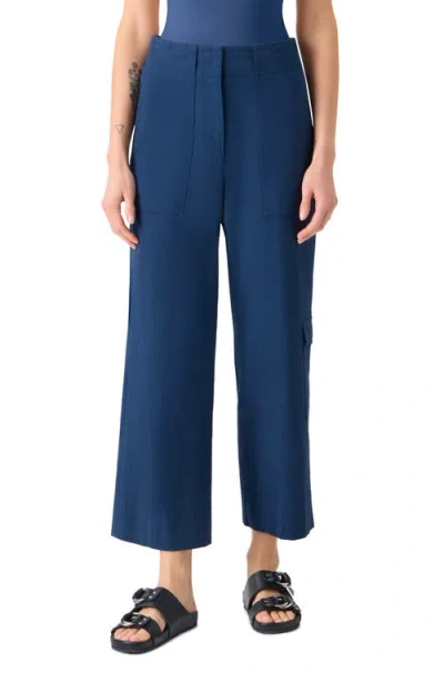 Akris Punto Cliff Cotton Stretch Seersucker Cargo Ankle Pants In Blue