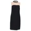 Akris Punto Color-blocked Mini Shift Dress In Black And Beige Wool In Black