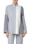 Akris Punto Kimono Style Colorblock Blouse In Titan-silver