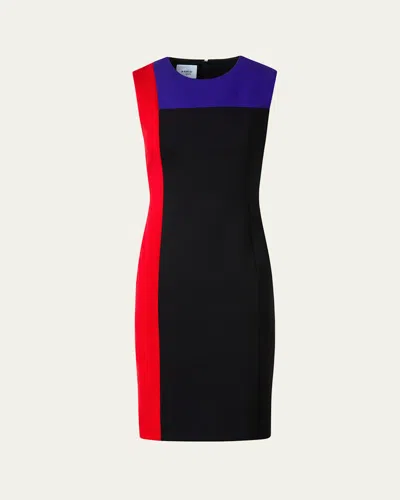 Akris Punto Colorblock Jersey Sleeveless Sheath Dress In Black