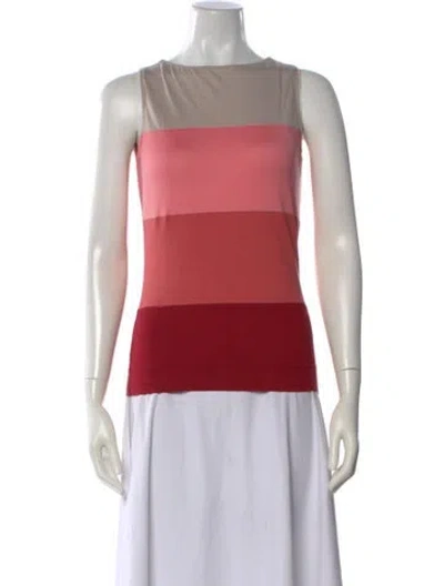 Pre-owned Akris Punto Colorblock Pattern Bateau Neckline Top In Red
