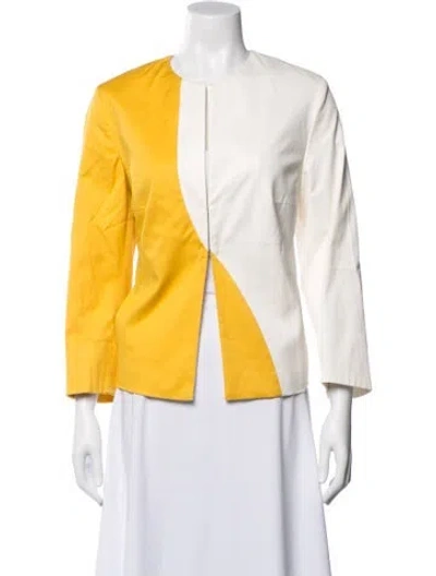 Pre-owned Akris Punto Colorblock Pattern Blazer In Yellow