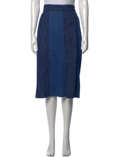 Pre-owned Akris Punto Colorblock Pattern Midi Length Skirt In Blue