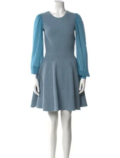 Pre-owned Akris Punto Colorblock Pattern Mini Dress In Blue