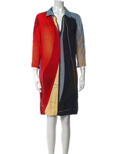 Pre-owned Akris Punto Colorblock Pattern Mini Dress In Blue