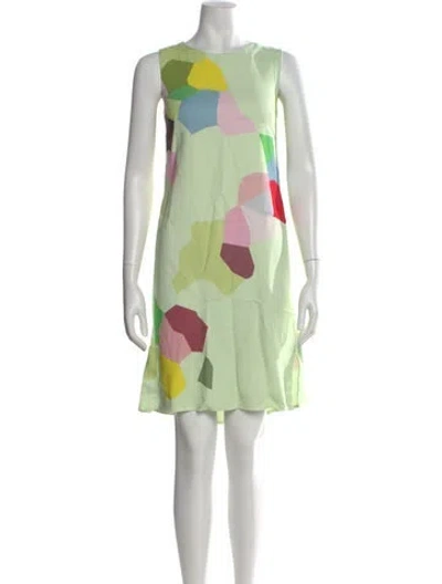 Pre-owned Akris Punto Colorblock Pattern Mini Dress In Green