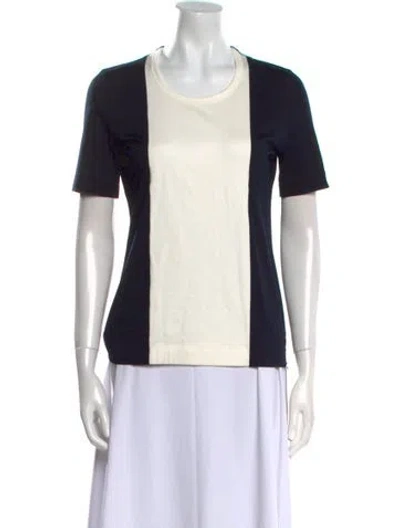 Pre-owned Akris Punto Colorblock Pattern Scoop Neck T-shirt In Blue
