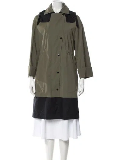Pre-owned Akris Punto Colorblock Pattern Trench Coat In Green