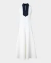 Akris Punto Colorblock Quarter-zip Sleeveless Jersey Midi Dress In Cream-navy