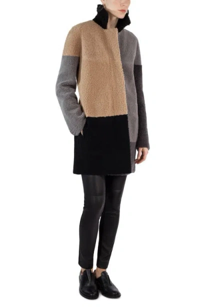 Akris Punto Colorblock Reversible Genuine Shearling Coat