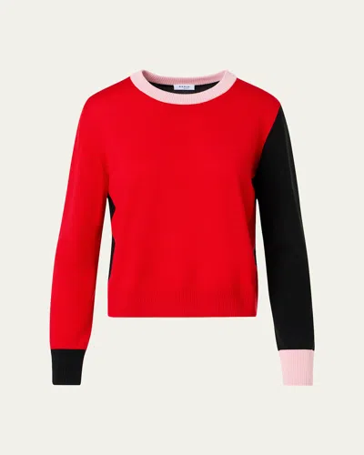 AKRIS PUNTO COLORBLOCKED WOOL CREWNECK SWEATER