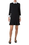 Akris Punto Contrast Collar And Cuffs Long-sleeve Mini Dress In Black