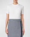 Akris Punto Contrast Piping Short-sleeve Rib Sweater In Cream-navy