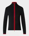 Akris Punto Contrast Trim Stretch Merino Wool Zip Front Cardigan In Black