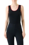 Akris Punto Contrast Trim Stretch Virgin Wool Tank In Black