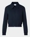 Akris Punto Cool Wool Collared Bomber Jacket In Navy
