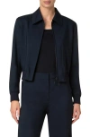 Akris Punto Cool Wool Stretch Twill Bomber Jacket In Navy