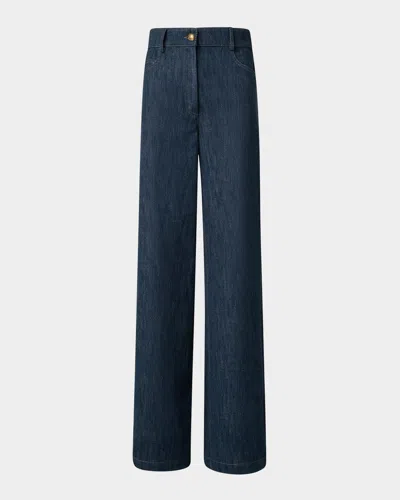 Akris Punto Cooper Cotton-wool Denim Wide-leg Pants In Navy Denim