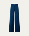 Akris Punto Signature Dot Application Denim Wide Leg Pants In Blue