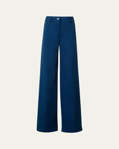 Akris Punto Cooper Denim Wide Leg Pants In Blue