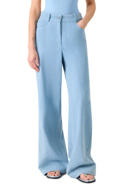 Akris Punto Cooper High Waist Wide Leg Jeans In Blue