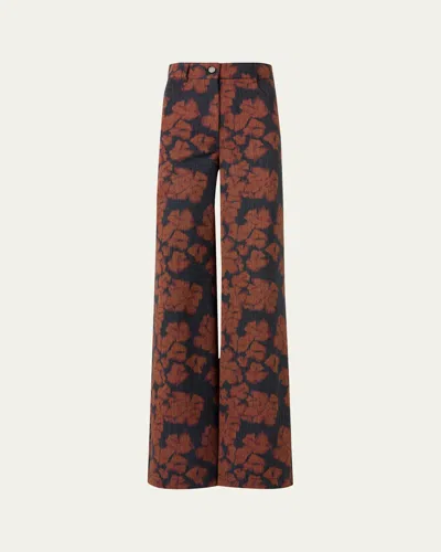 Akris Punto Cooper Ikat Flower Pants In Cotton Canvas In Multi
