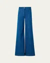 Akris Punto Cooper Stretch Denim Wide-leg Pants In Blue
