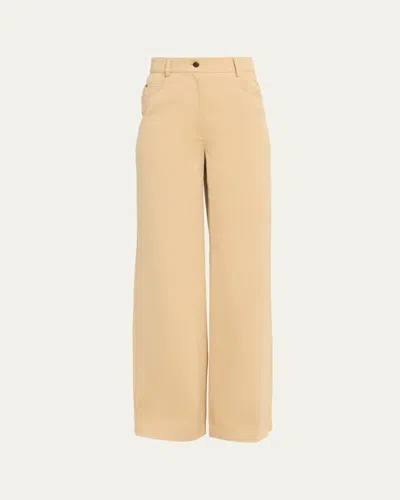 Akris Punto Cooper Wide-leg Cotton Gabardine Pants In Neutral