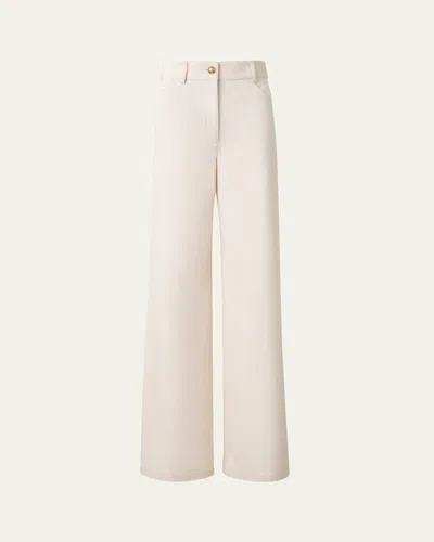 Akris Punto Cooper Wide Leg Cotton Wool Denim Pants In Cashew