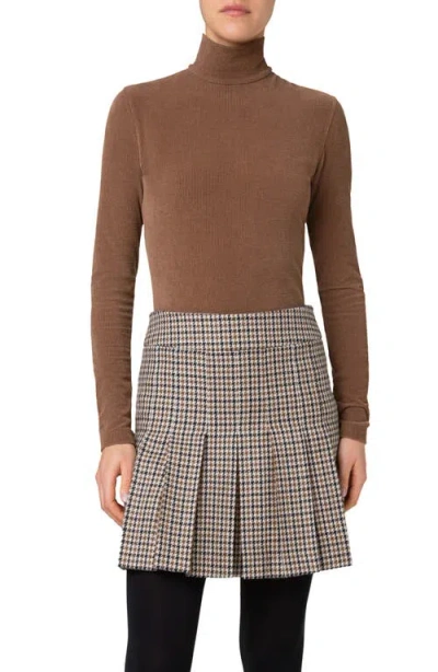 Akris Punto Corduroy Jersey Mock Neck Top In Cognac