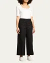 Akris Punto Cotton 1/2-sleeve Square-neck Tee In Off White