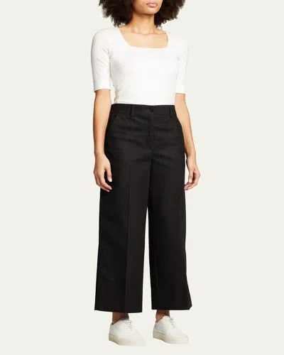 Akris Punto Cotton 1/2-sleeve Square-neck Tee In Off White
