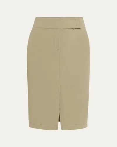 Akris Punto Cotton Bi-stretch Slit Skirt