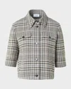 Akris Punto Cotton-blend Check Short Jean Jacket In Gray