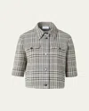 Akris Punto Cotton-blend Check Short Jean Jacket In Gray