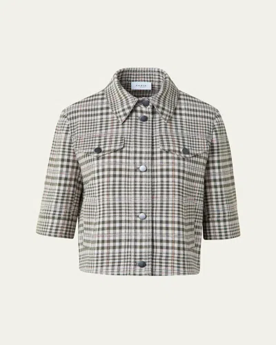 AKRIS PUNTO COTTON-BLEND CHECK SHORT JEAN JACKET