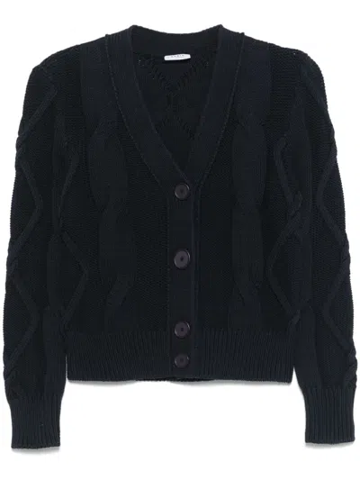 Akris Punto Cotton Cable-knit Cardigan In Blue