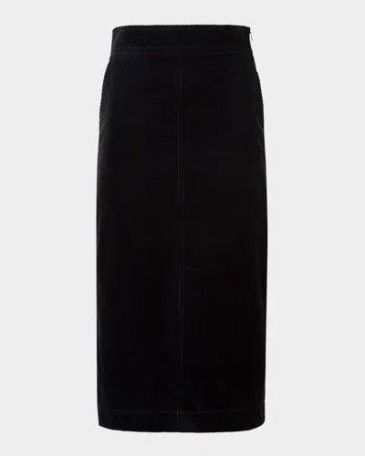Akris Punto Cotton Corduroy Midi Skirt In Black