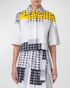 Akris Punto Cotton Gabardine Skyscraper Facade Printed Boxy Blouse In Cream-tin-yellow