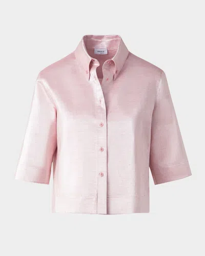 Akris Punto Cotton Linen Button-front Blouse In Pale Pink