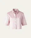 Akris Punto Cotton Linen Button-front Blouse In Pale Pink