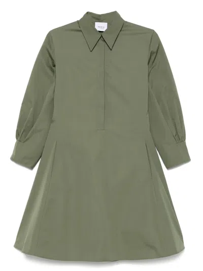 Akris Punto Cotton Poplin Shirt Dress In Green
